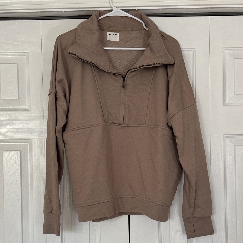 Women's Brown Quarter-Zip Sweatshirt